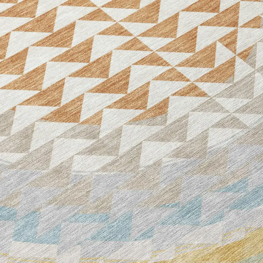Ivory And Plum Geometric Washable Indoor Outdoor Area Rug Photo 7