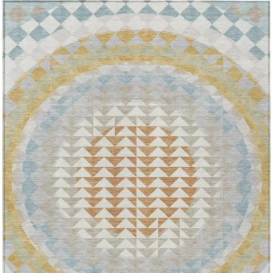 Ivory And Plum Geometric Washable Indoor Outdoor Area Rug Photo 5