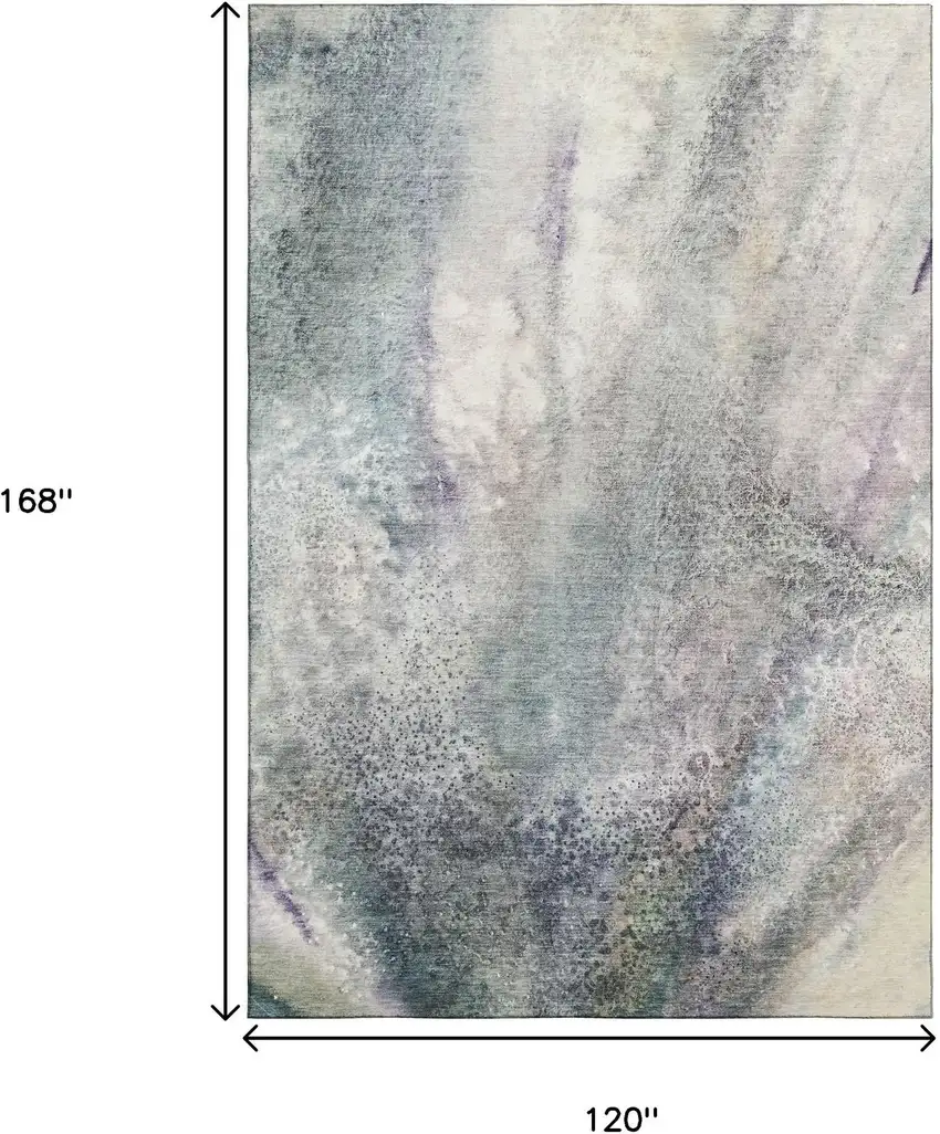 Ivory And Purple Abstract Washable Area Rug With UV Protection Photo 3
