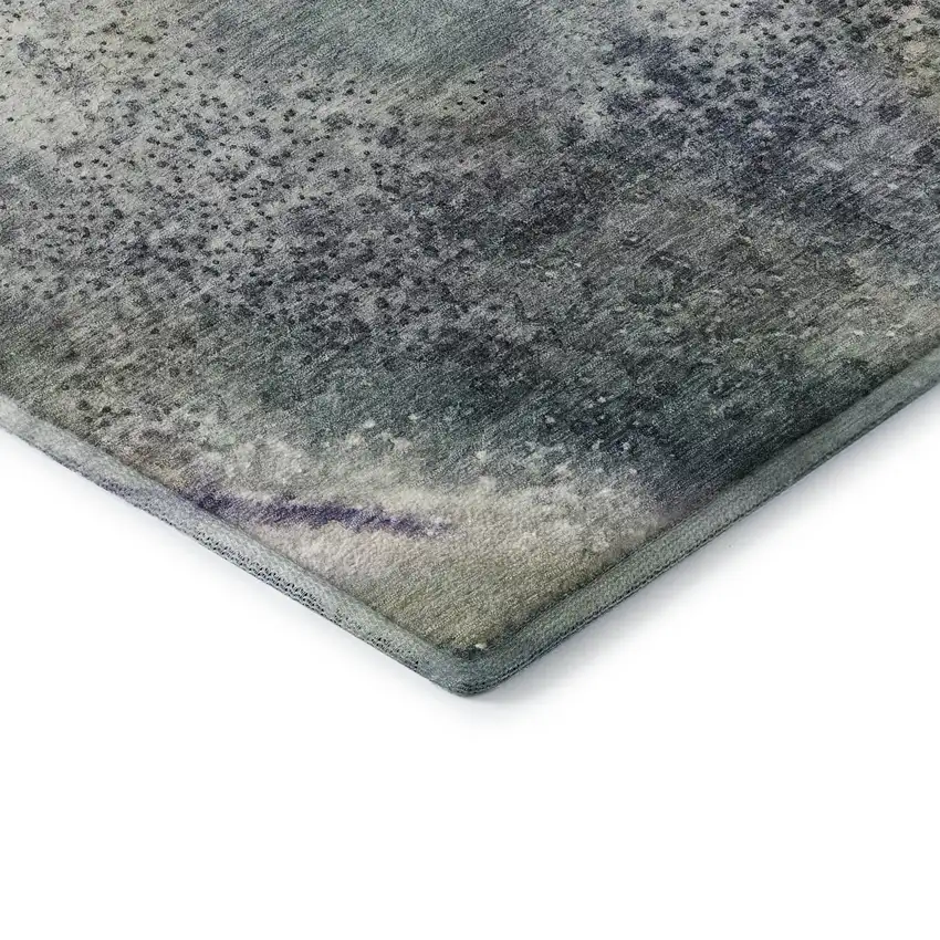 Ivory And Purple Abstract Washable Area Rug With UV Protection Photo 9