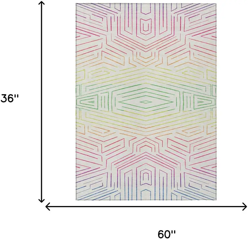Ivory And Purple Geometric Washable Indoor Outdoor Area Rug Photo 5