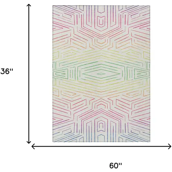 Ivory And Purple Geometric Washable Indoor Outdoor Area Rug Photo 5