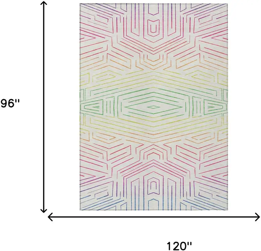 Ivory And Purple Geometric Washable Indoor Outdoor Area Rug Photo 5