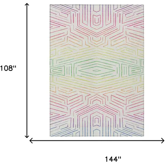 Ivory And Purple Geometric Washable Indoor Outdoor Area Rug Photo 5