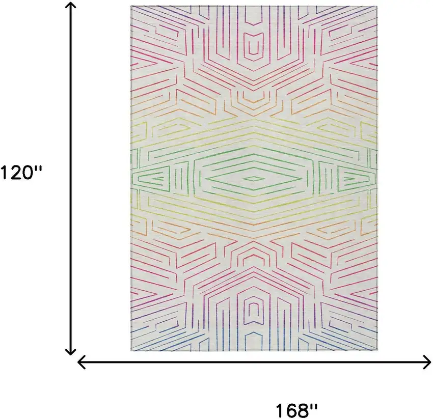 Ivory And Purple Geometric Washable Indoor Outdoor Area Rug Photo 5
