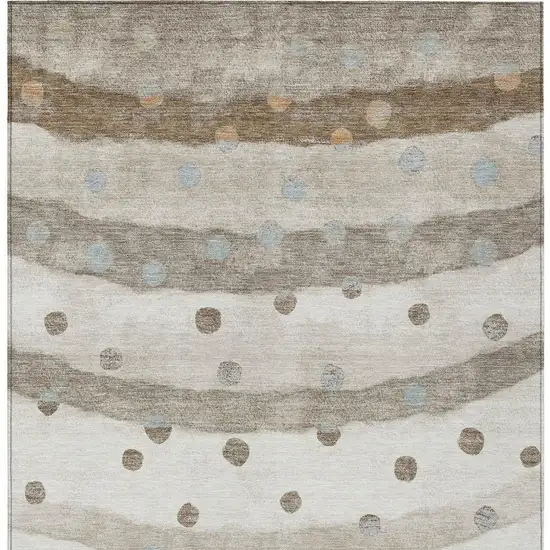 Ivory And Purple Striped Washable Indoor Outdoor Area Rug Photo 6