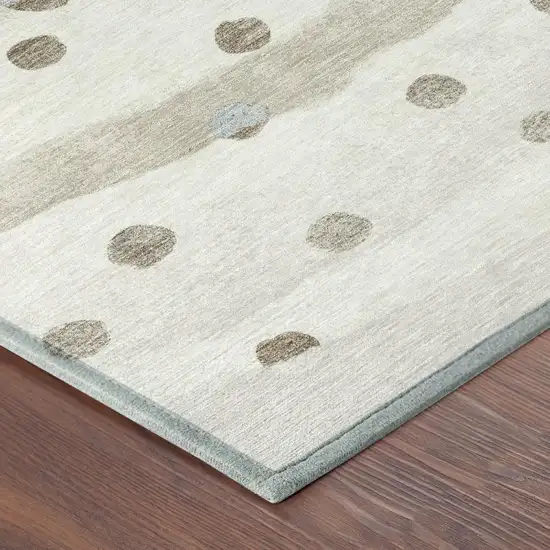 Ivory And Purple Striped Washable Indoor Outdoor Area Rug Photo 7