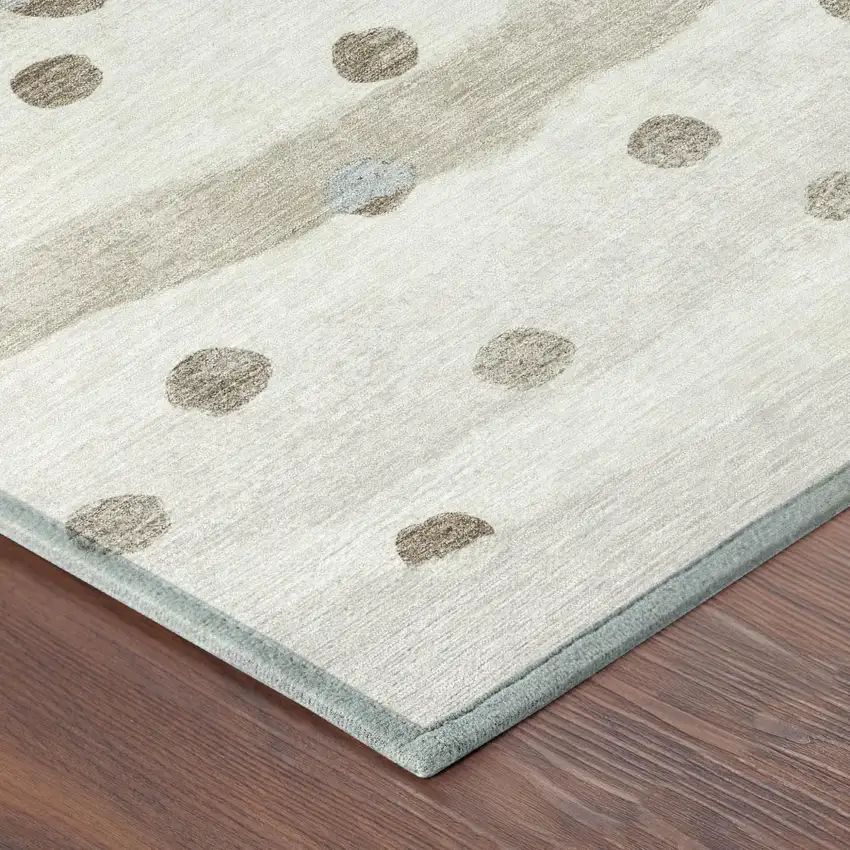 Ivory And Purple Striped Washable Indoor Outdoor Area Rug Photo 7