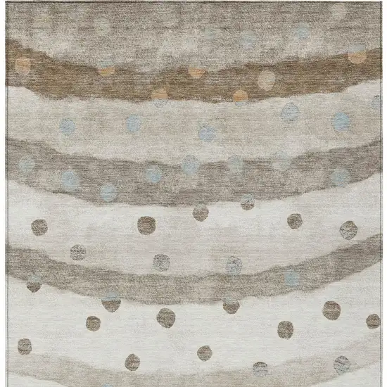 Ivory And Purple Striped Washable Indoor Outdoor Area Rug Photo 3