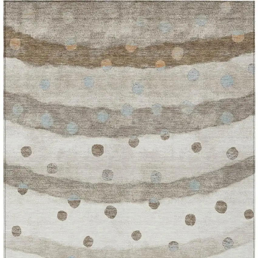 Ivory And Purple Striped Washable Indoor Outdoor Area Rug Photo 3