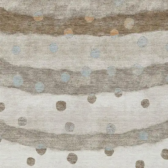 Ivory And Purple Striped Washable Indoor Outdoor Area Rug Photo 5