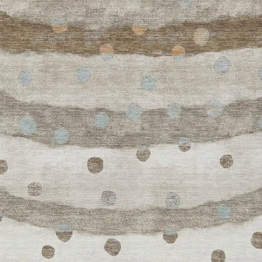 Ivory And Purple Striped Washable Indoor Outdoor Area Rug Photo 5