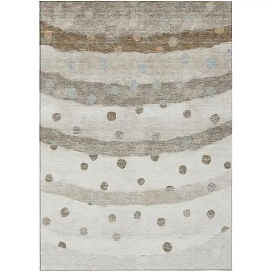 Ivory And Purple Striped Washable Indoor Outdoor Area Rug Photo 2