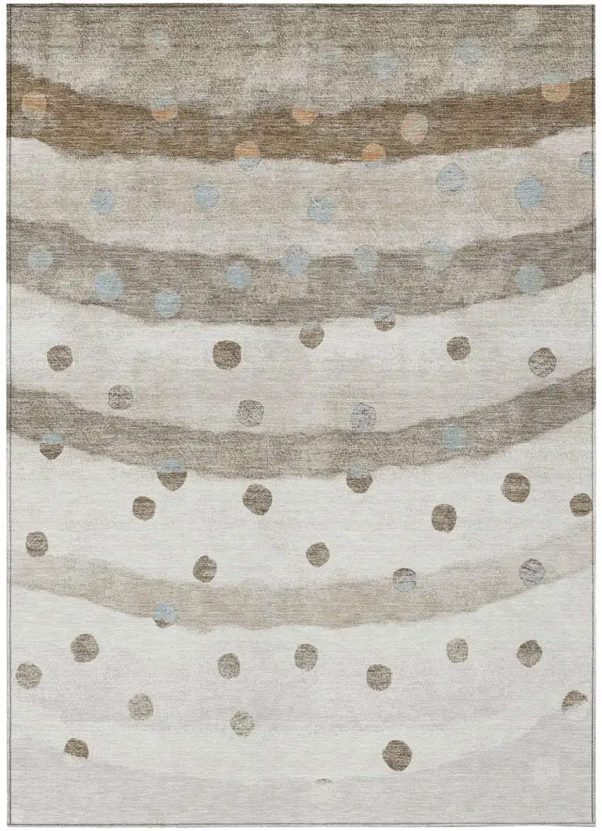 Ivory And Purple Striped Washable Indoor Outdoor Area Rug Photo 2
