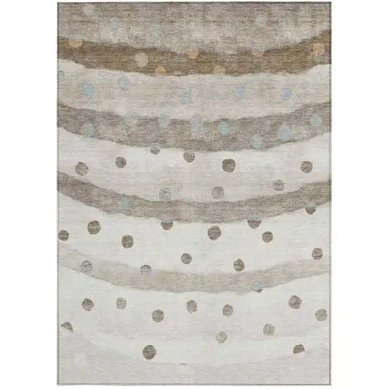 Ivory And Purple Striped Washable Indoor Outdoor Area Rug Photo 4