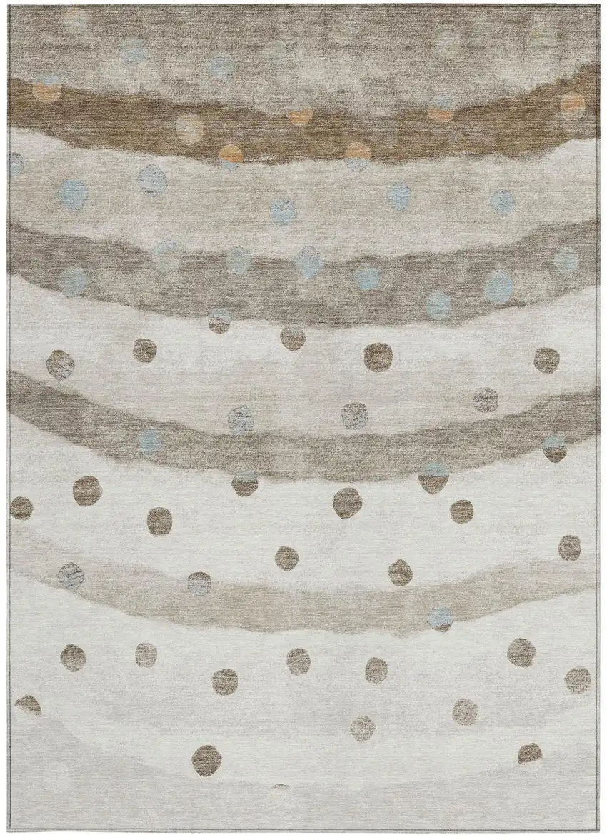 Ivory And Purple Striped Washable Indoor Outdoor Area Rug Photo 4