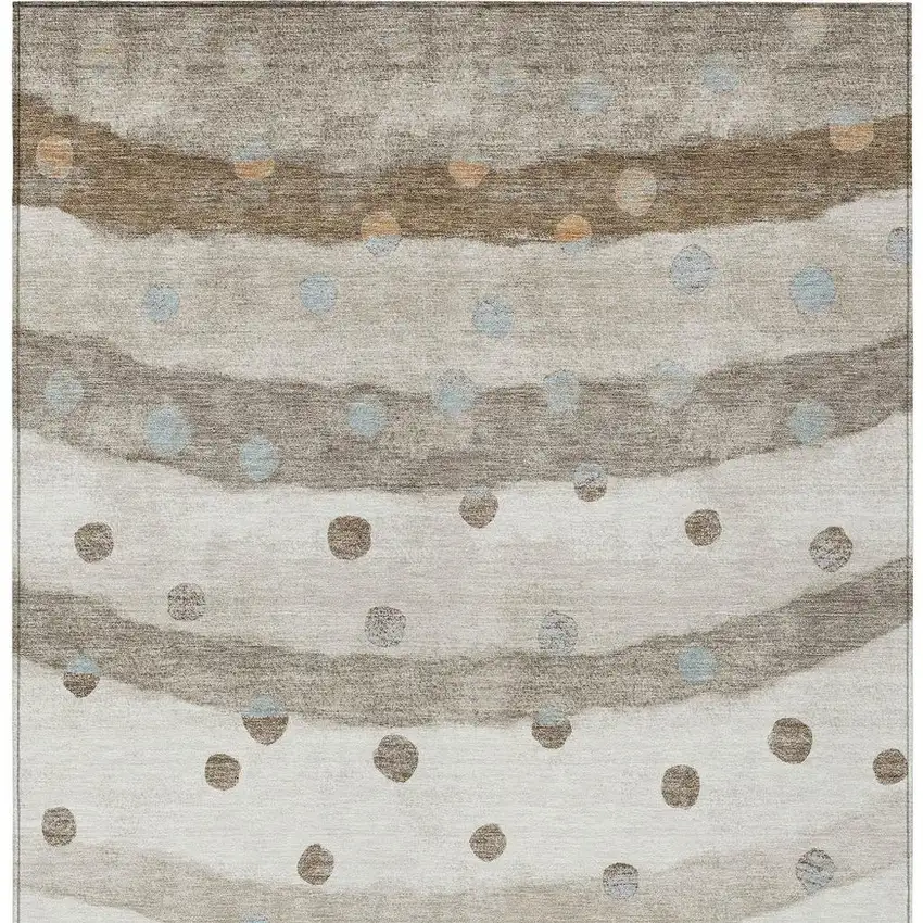Ivory And Purple Striped Washable Indoor Outdoor Area Rug Photo 6