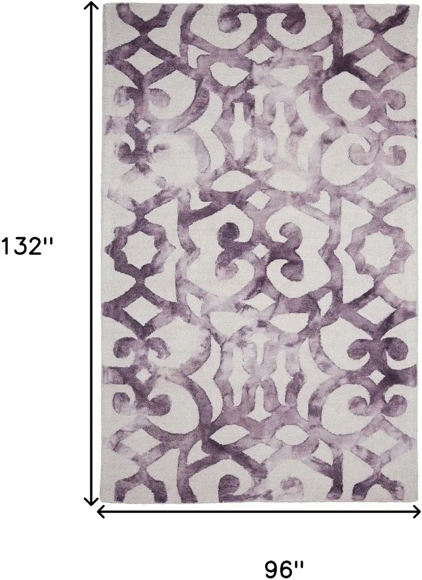 Ivory And Purple Wool Tufted Handmade Area Rug Photo 8