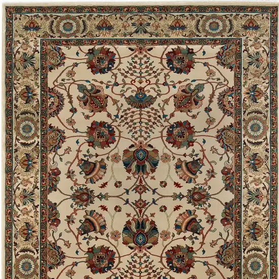 Ivory And Red Floral Area Rug Photo 4