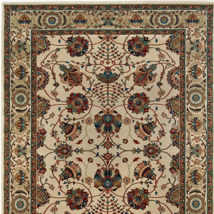 Ivory And Red Floral Area Rug Photo 4