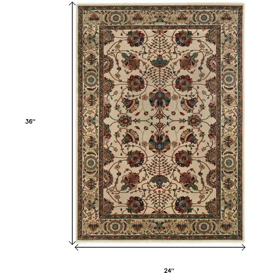Ivory And Red Floral Area Rug Photo 5