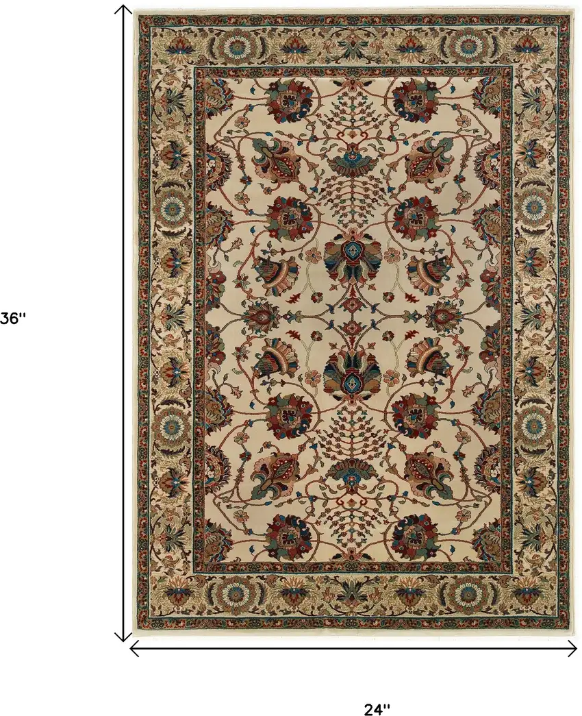 Ivory And Red Floral Area Rug Photo 5