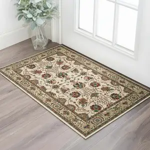Photo of Ivory And Red Floral Area Rug