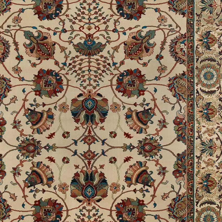 Ivory And Red Floral Area Rug Photo 4