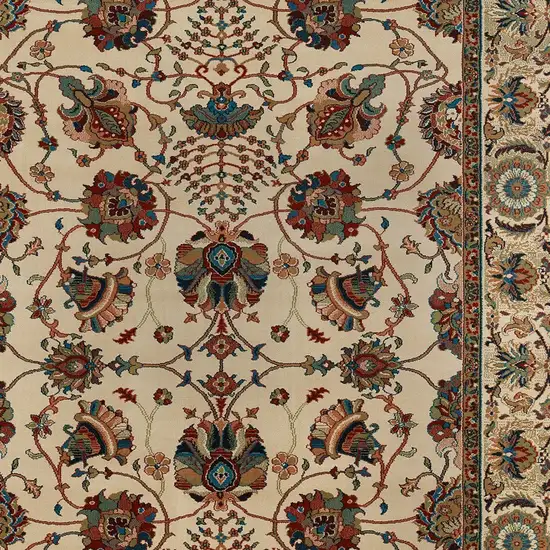 Ivory And Red Floral Area Rug Photo 4