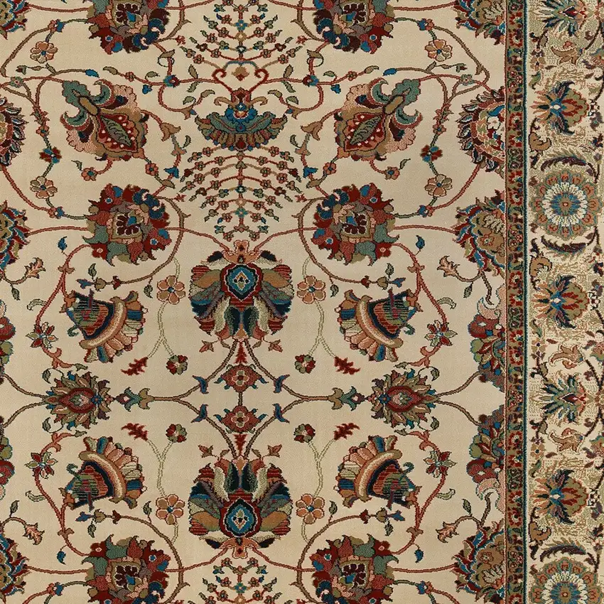Ivory And Red Floral Area Rug Photo 4