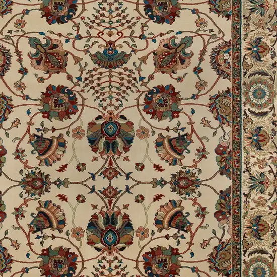 Ivory And Red Floral Area Rug Photo 4