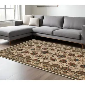 Photo of Ivory And Red Floral Area Rug