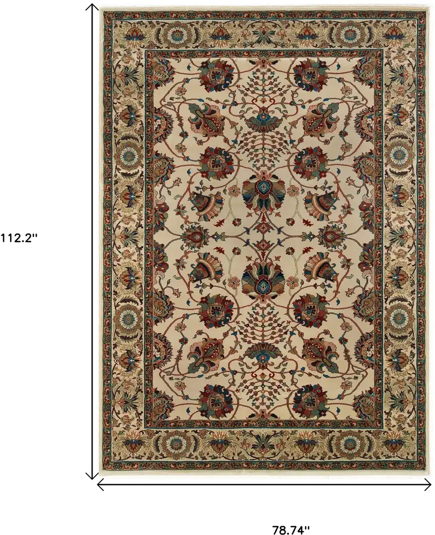 Ivory And Red Floral Area Rug Photo 3