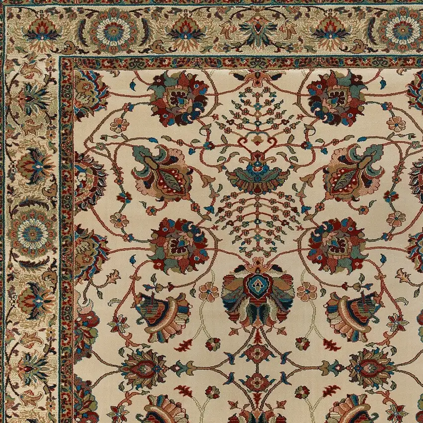 Ivory And Red Floral Area Rug Photo 4
