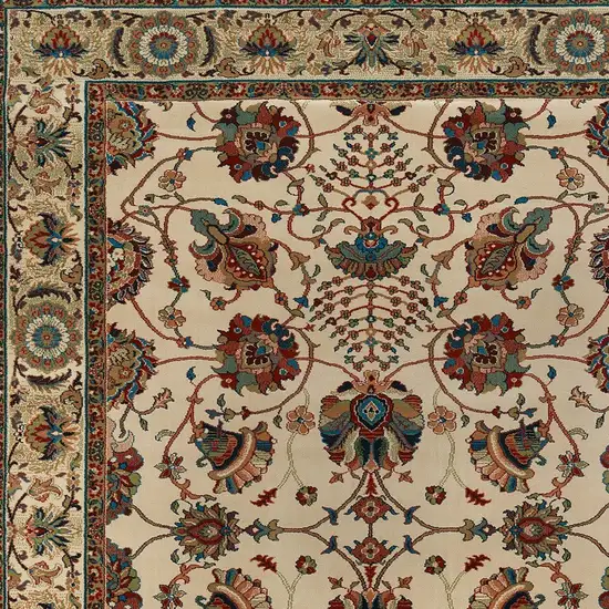 Ivory And Red Floral Area Rug Photo 4
