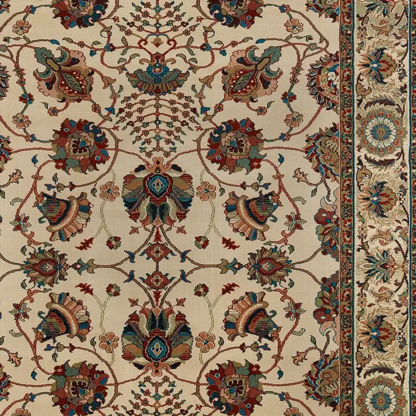Ivory And Red Floral Area Rug Photo 4