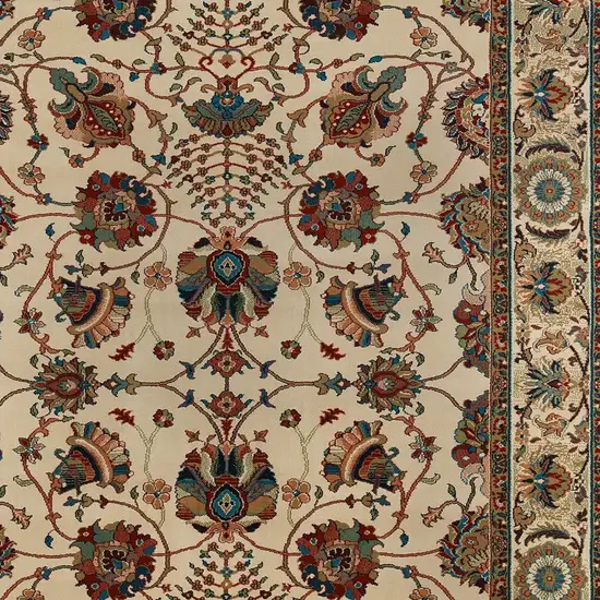 Ivory And Red Floral Area Rug Photo 4