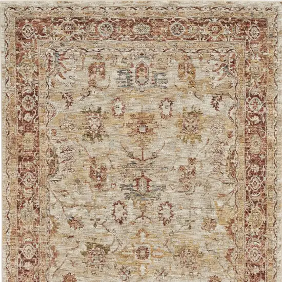 Ivory And Red Floral Distressed Area Rug Photo 7