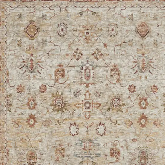 Ivory And Red Floral Distressed Area Rug Photo 7