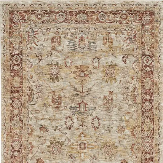 Ivory And Red Floral Distressed Area Rug Photo 4