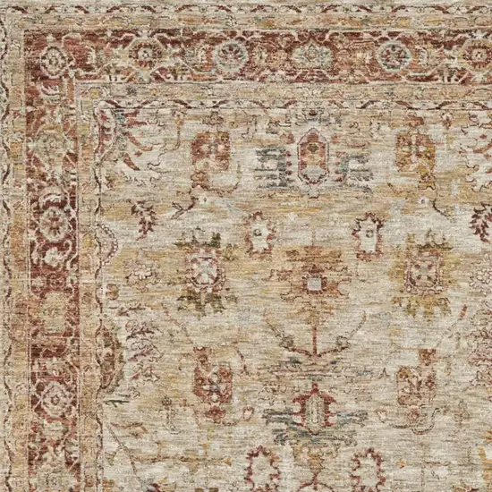 Ivory And Red Floral Distressed Area Rug Photo 3