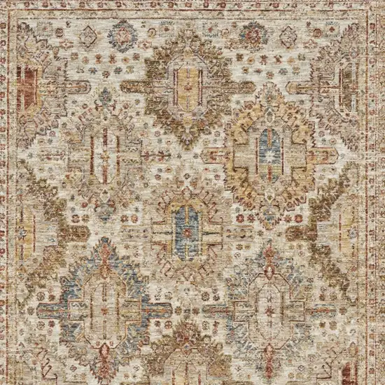 Ivory And Red Geometric Distressed Area Rug Photo 8