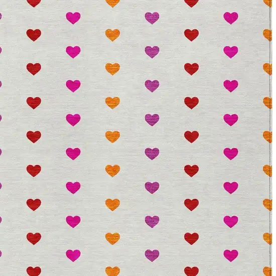 Ivory And Red Geometric Washable Indoor Outdoor Area Rug Photo 2