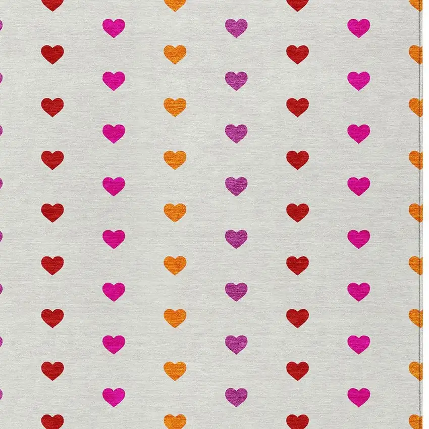 Ivory And Red Geometric Washable Indoor Outdoor Area Rug Photo 2