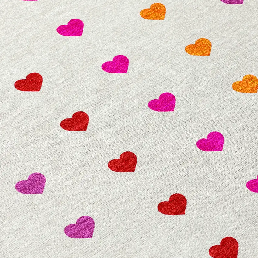 Ivory And Red Geometric Washable Indoor Outdoor Area Rug Photo 9