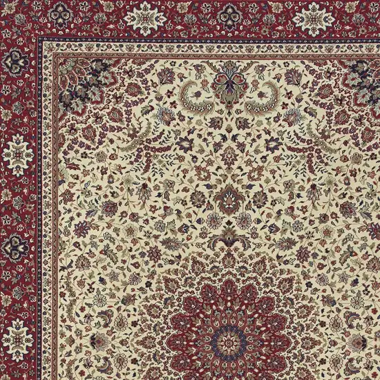 Ivory And Red Oriental Area Rug Photo 4