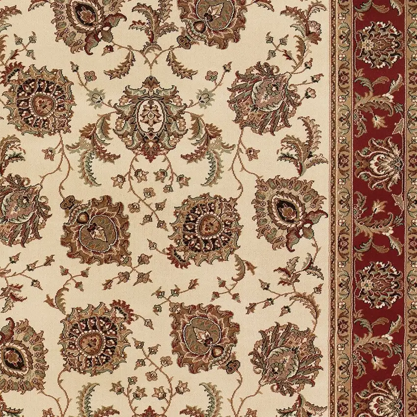 Ivory And Red Oriental Area Rug Photo 4
