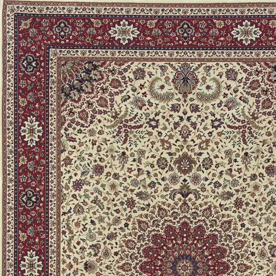 Ivory And Red Oriental Area Rug Photo 4