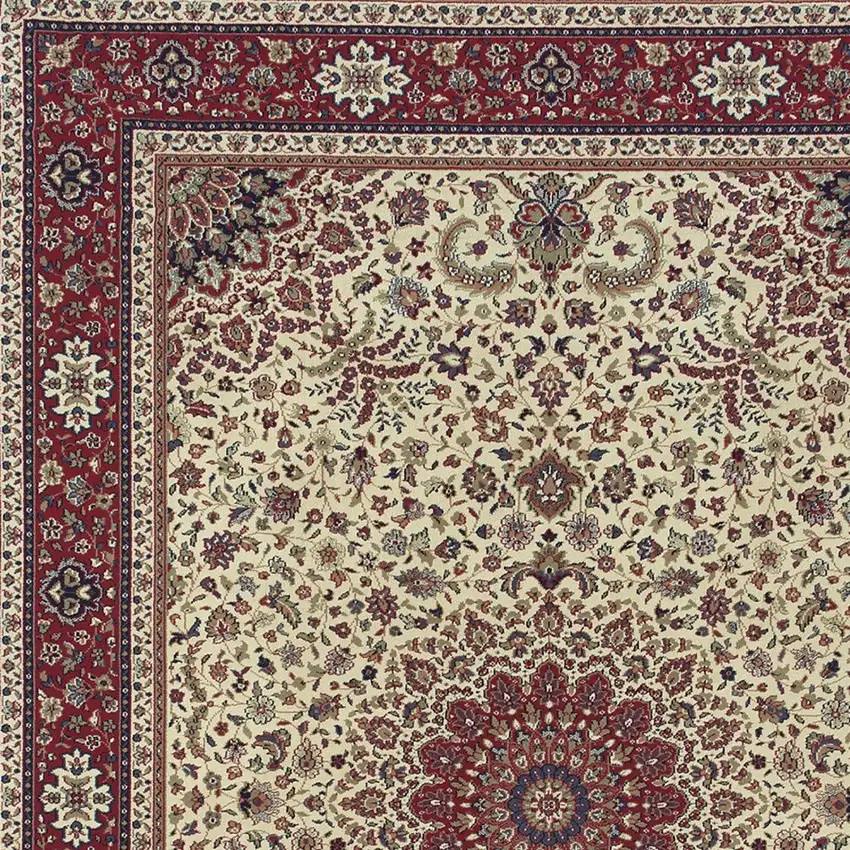Ivory And Red Oriental Area Rug Photo 4