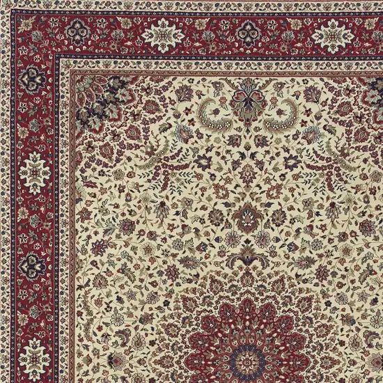 Ivory And Red Oriental Area Rug Photo 4